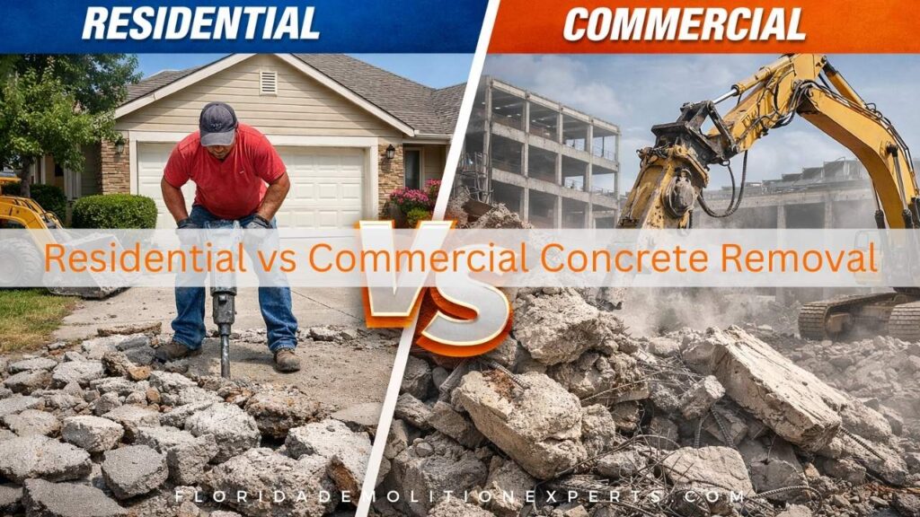 Residential vs Commercial Concrete Removal