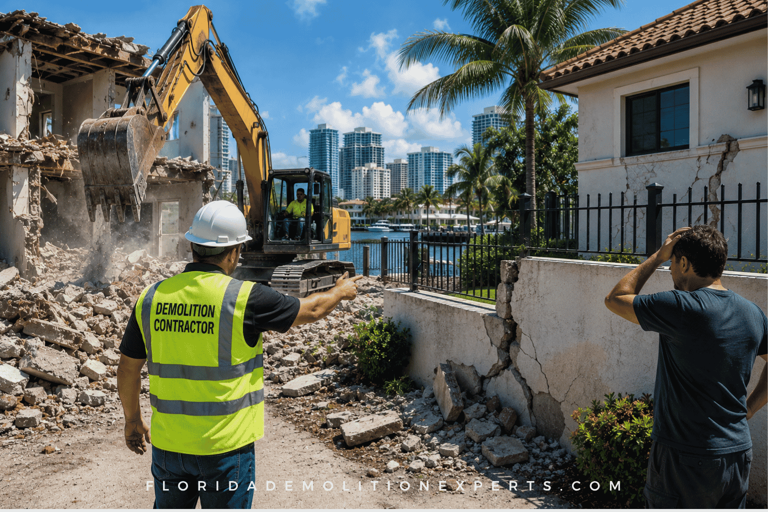 demolition contractor damages neighbor property Fort Lauderdale.